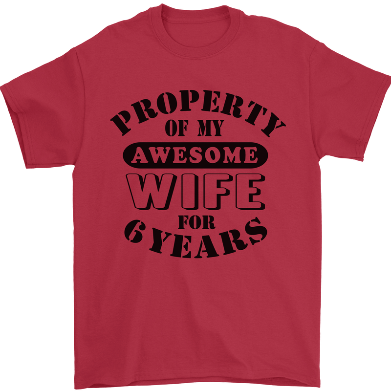 6th Wedding Anniversary 6 Year Funny Wife Mens T-Shirt 100% Cotton Red
