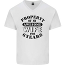 6th Wedding Anniversary 6 Year Funny Wife Mens V-Neck Cotton T-Shirt White