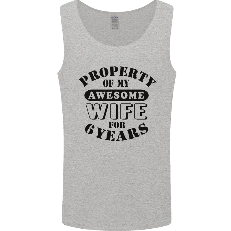 6th Wedding Anniversary 6 Year Funny Wife Mens Vest Tank Top Sports Grey