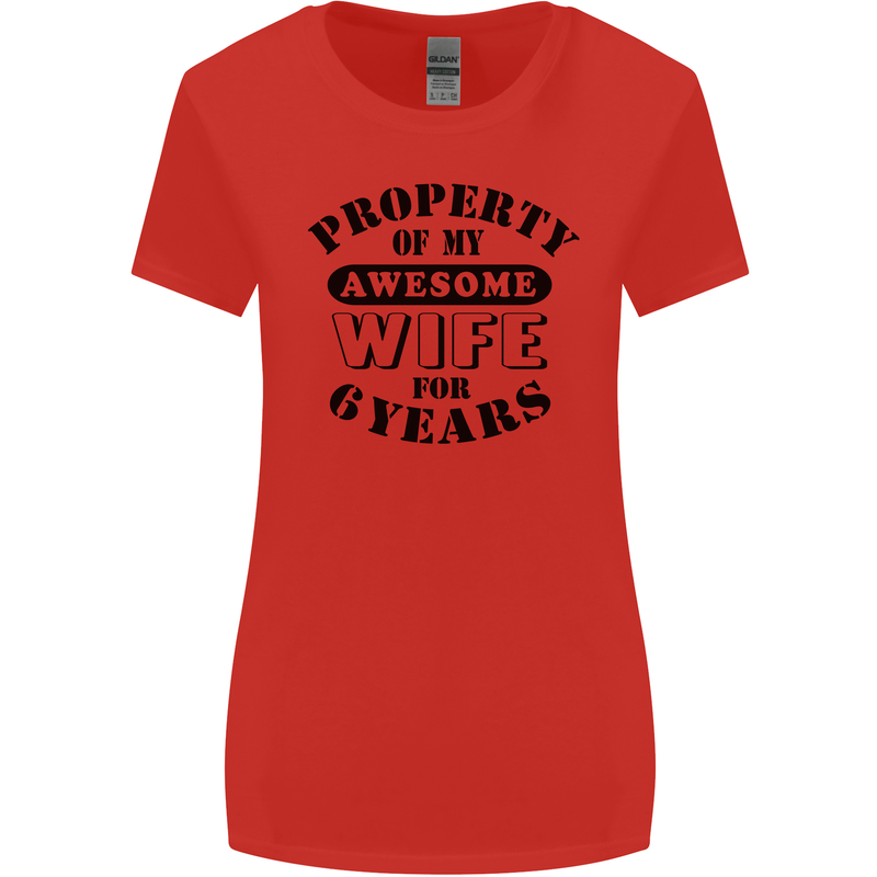 6th Wedding Anniversary 6 Year Funny Wife Womens Wider Cut T-Shirt Red