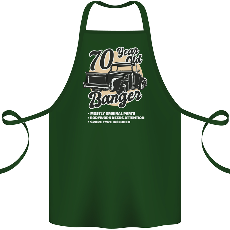 70 Year Old Banger Birthday 70th Year Old Cotton Apron 100% Organic Forest Green