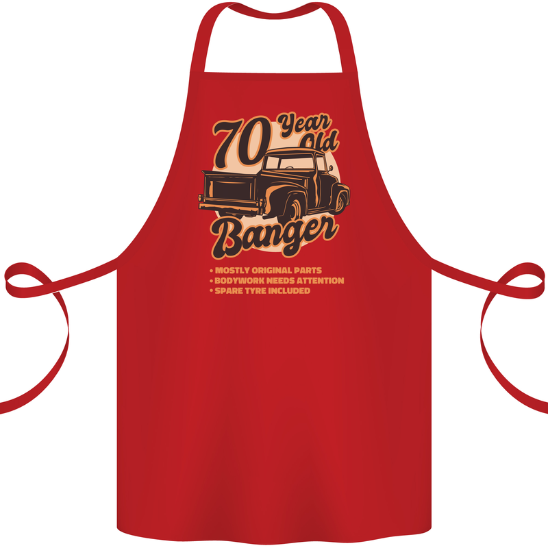 70 Year Old Banger Birthday 70th Year Old Cotton Apron 100% Organic Red