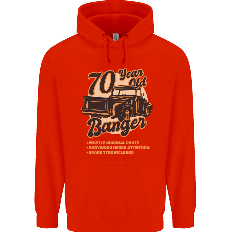 70 Year Old Banger Birthday 70th Year Old Mens 80% Cotton Hoodie Bright Red