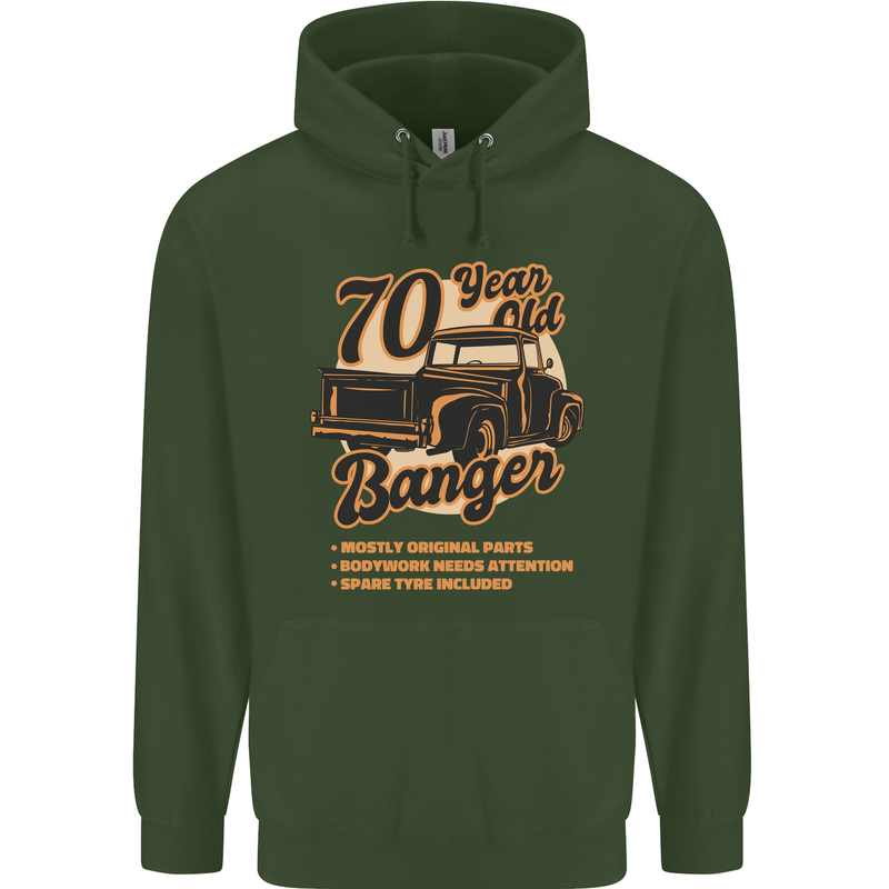 70 Year Old Banger Birthday 70th Year Old Mens 80% Cotton Hoodie Forest Green