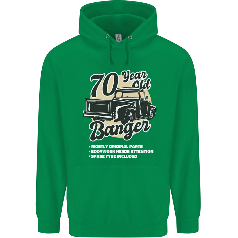 70 Year Old Banger Birthday 70th Year Old Mens 80% Cotton Hoodie Irish Green