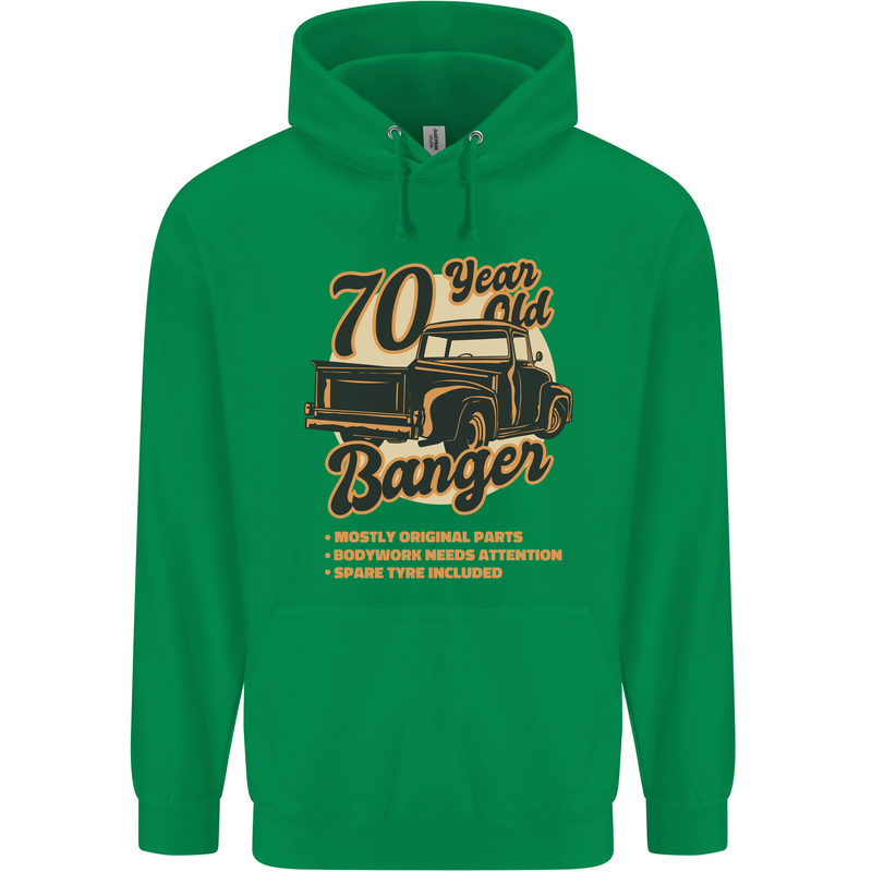 70 Year Old Banger Birthday 70th Year Old Mens 80% Cotton Hoodie Irish Green