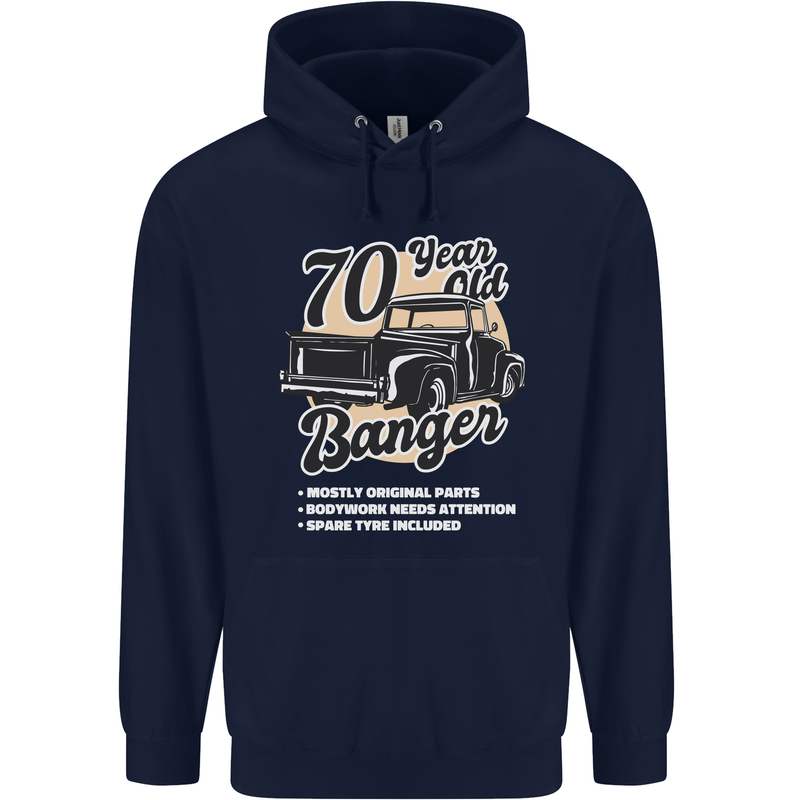 70 Year Old Banger Birthday 70th Year Old Mens 80% Cotton Hoodie Navy Blue