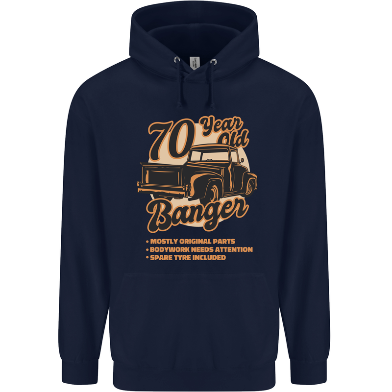 70 Year Old Banger Birthday 70th Year Old Mens 80% Cotton Hoodie Navy Blue