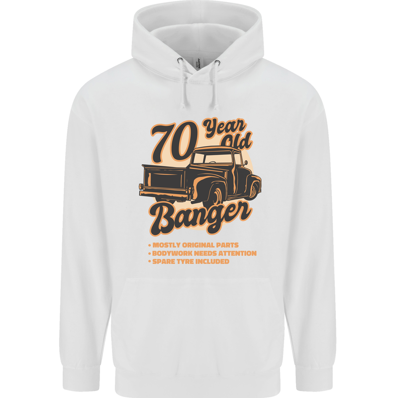 70 Year Old Banger Birthday 70th Year Old Mens 80% Cotton Hoodie White