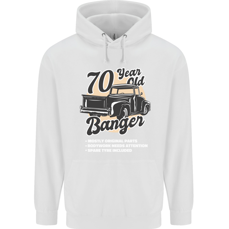 70 Year Old Banger Birthday 70th Year Old Mens 80% Cotton Hoodie White