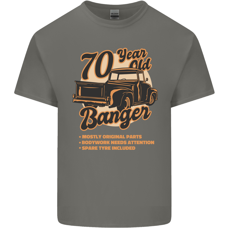 70 Year Old Banger Birthday 70th Year Old Mens Cotton T-Shirt Tee Top Charcoal