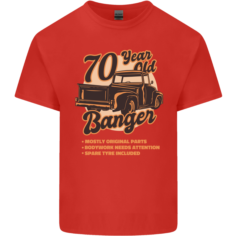 70 Year Old Banger Birthday 70th Year Old Mens Cotton T-Shirt Tee Top Red
