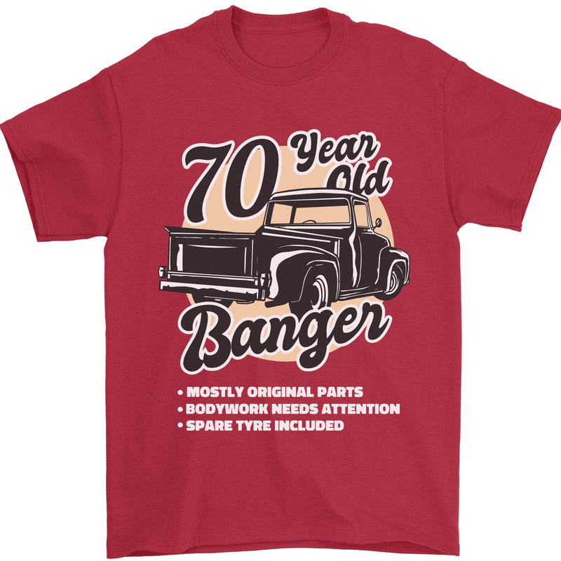 70 Year Old Banger Birthday 70th Year Old Mens T-Shirt 100% Cotton Red