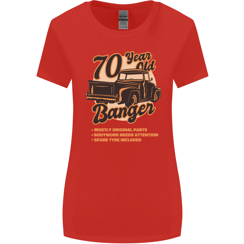 70 Year Old Banger Birthday 70th Year Old Womens Wider Cut T-Shirt Red