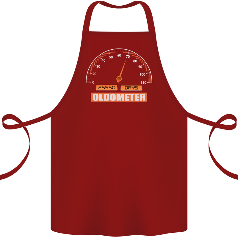 70th Birthday 70 Year Old Ageometer Funny Cotton Apron 100% Organic Maroon