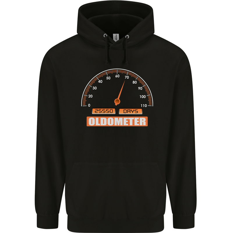70th Birthday 70 Year Old Ageometer Funny Mens 80% Cotton Hoodie Black