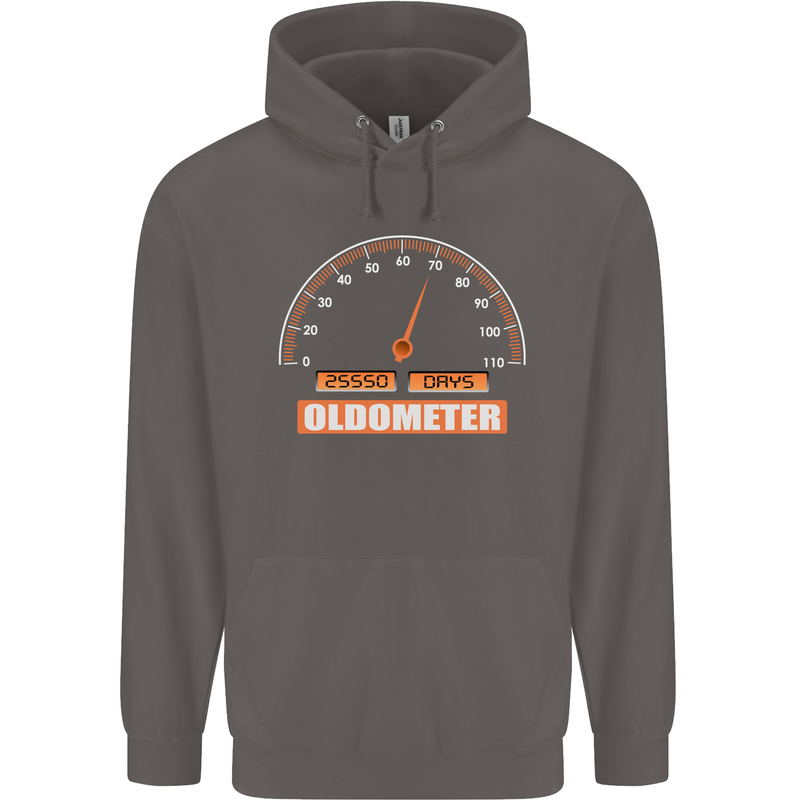 70th Birthday 70 Year Old Ageometer Funny Mens 80% Cotton Hoodie Charcoal
