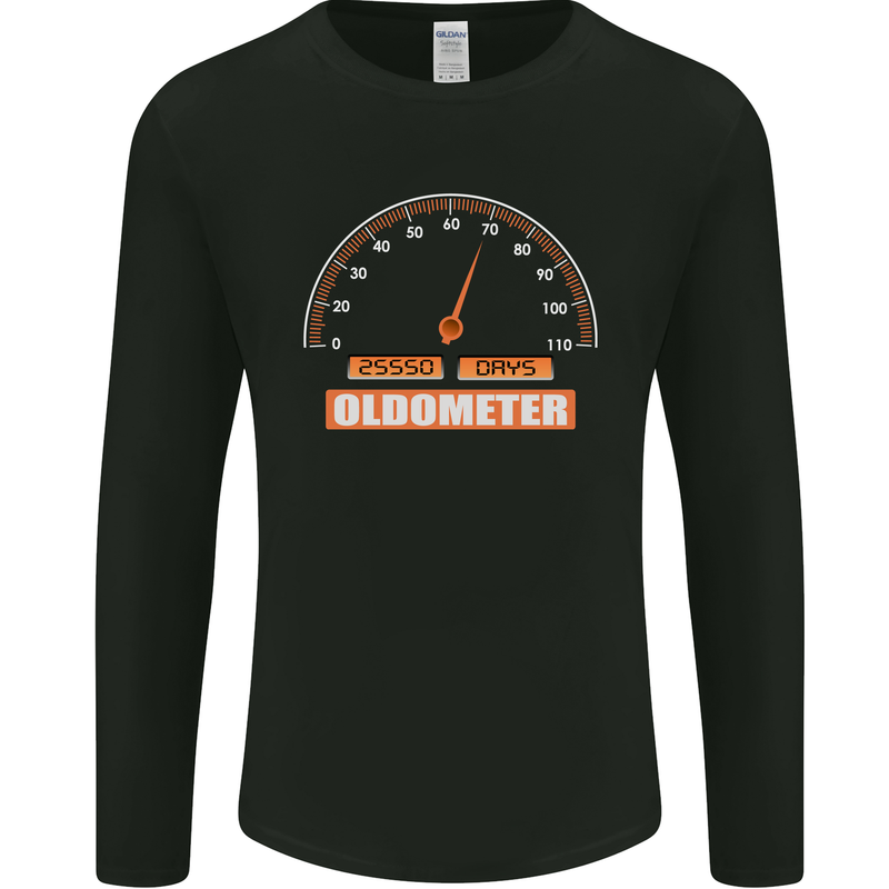 70th Birthday 70 Year Old Ageometer Funny Mens Long Sleeve T-Shirt Black