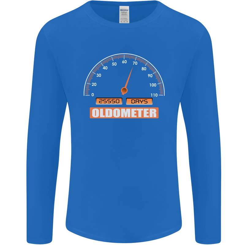 70th Birthday 70 Year Old Ageometer Funny Mens Long Sleeve T-Shirt Royal Blue