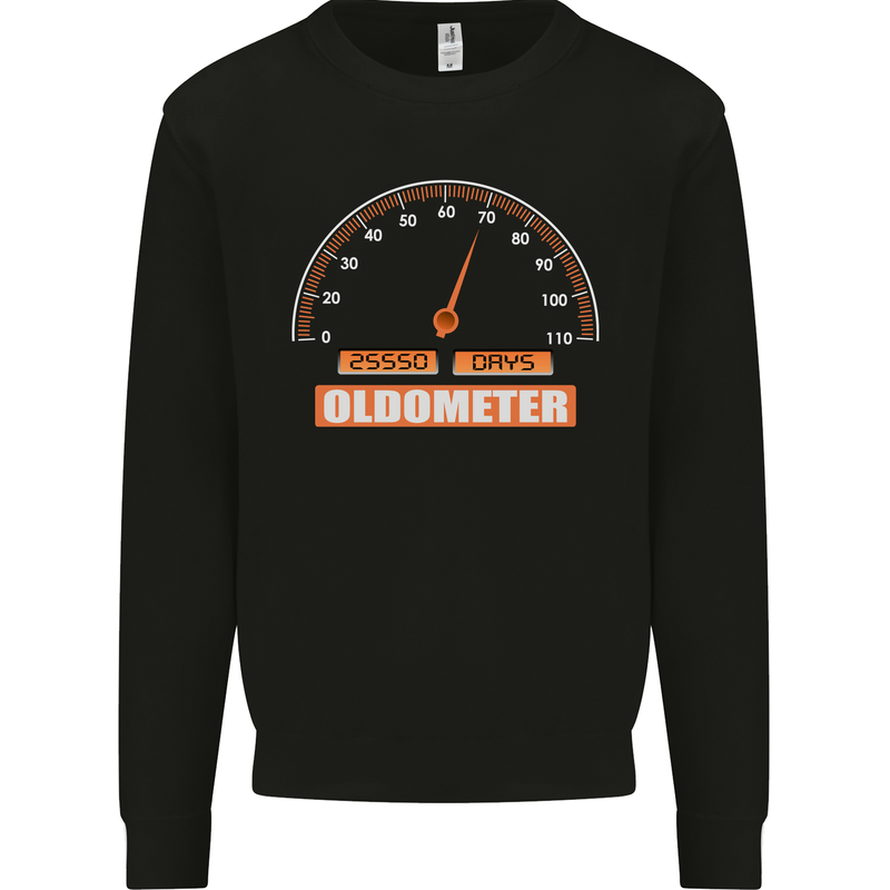 70th Birthday 70 Year Old Ageometer Funny Mens Sweatshirt Jumper Black