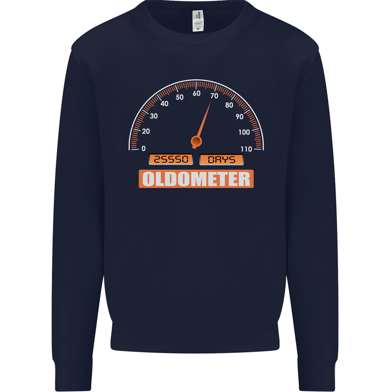 70th Birthday 70 Year Old Ageometer Funny Mens Sweatshirt Jumper Navy Blue