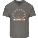 70th Birthday 70 Year Old Ageometer Funny Mens V-Neck Cotton T-Shirt Charcoal