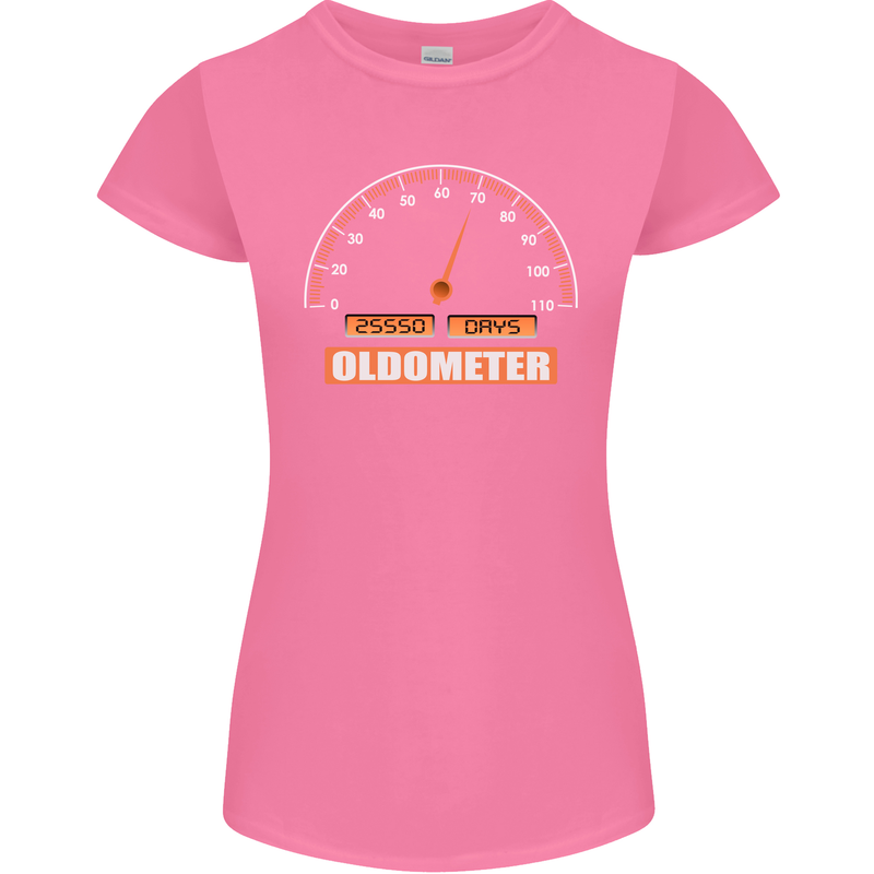 70th Birthday 70 Year Old Ageometer Funny Womens Petite Cut T-Shirt Azalea