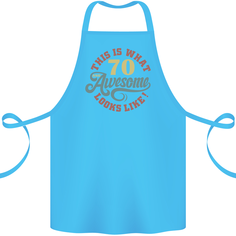 70th Birthday 70 Year Old Awesome Looks Like Cotton Apron 100% Organic Turquoise