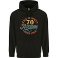 70th Birthday 70 Year Old Awesome Looks Like Mens 80% Cotton Hoodie Black