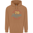 70th Birthday 70 Year Old Awesome Looks Like Mens 80% Cotton Hoodie Caramel Latte