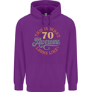 70th Birthday 70 Year Old Awesome Looks Like Mens 80% Cotton Hoodie Purple