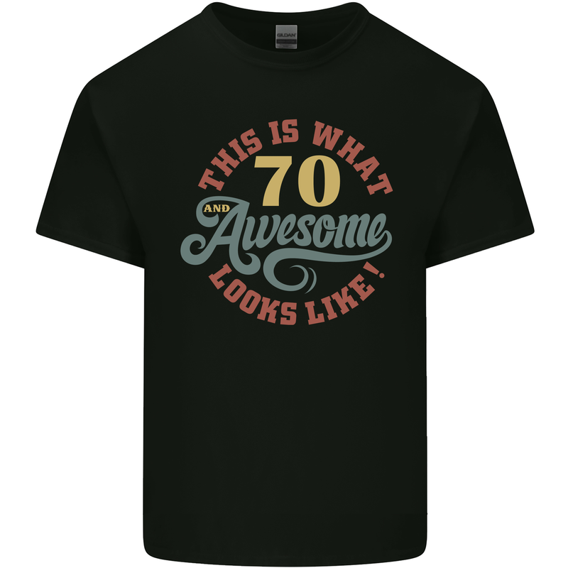 70th Birthday 70 Year Old Awesome Looks Like Mens Cotton T-Shirt Tee Top Black