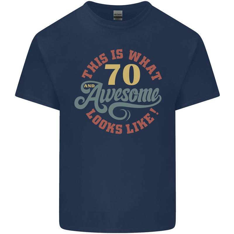 70th Birthday 70 Year Old Awesome Looks Like Mens Cotton T-Shirt Tee Top Navy Blue