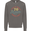 70th Birthday 70 Year Old Awesome Looks Like Mens Sweatshirt Jumper Charcoal