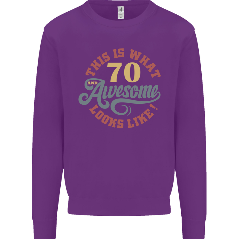70th Birthday 70 Year Old Awesome Looks Like Mens Sweatshirt Jumper Purple