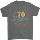 70th Birthday 70 Year Old Awesome Looks Like Mens T-Shirt 100% Cotton Charcoal