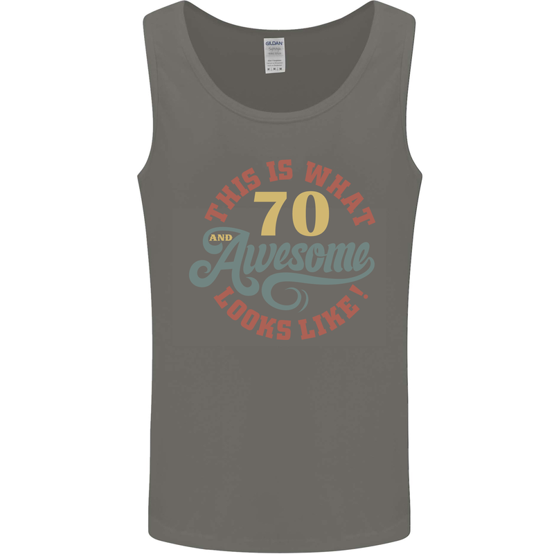 70th Birthday 70 Year Old Awesome Looks Like Mens Vest Tank Top Charcoal