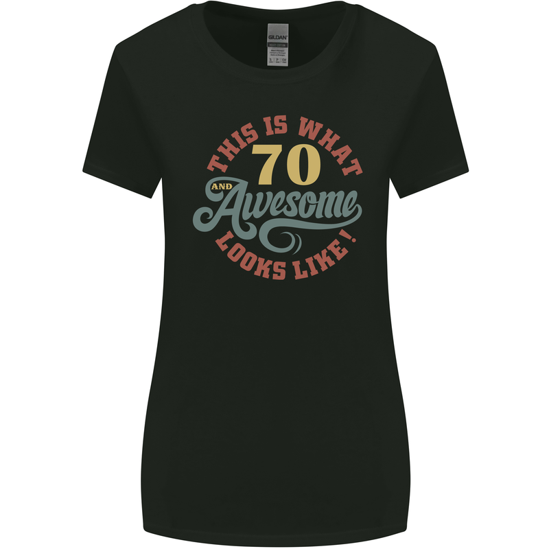 70th Birthday 70 Year Old Awesome Looks Like Womens Wider Cut T-Shirt Black