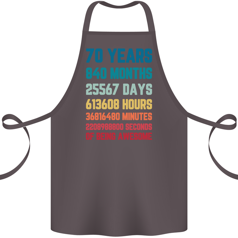 70th Birthday 70 Year Old Cotton Apron 100% Organic Dark Grey