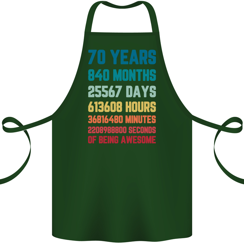 70th Birthday 70 Year Old Cotton Apron 100% Organic Forest Green