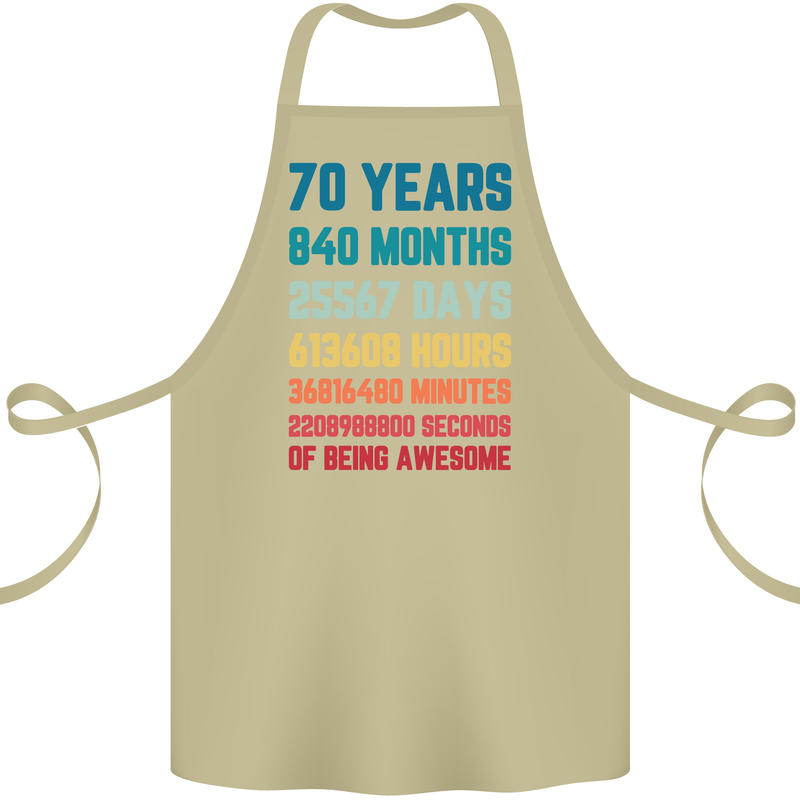 70th Birthday 70 Year Old Cotton Apron 100% Organic Khaki