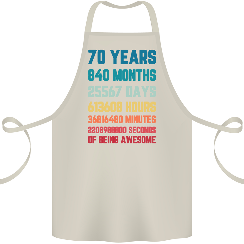 70th Birthday 70 Year Old Cotton Apron 100% Organic Natural