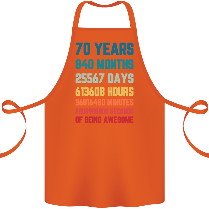 70th Birthday 70 Year Old Cotton Apron 100% Organic Orange