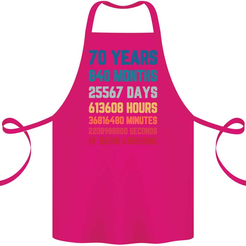 70th Birthday 70 Year Old Cotton Apron 100% Organic Pink