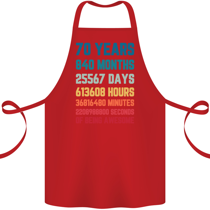 70th Birthday 70 Year Old Cotton Apron 100% Organic Red