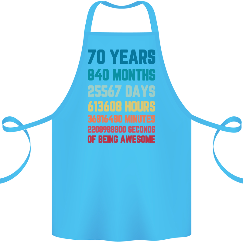 70th Birthday 70 Year Old Cotton Apron 100% Organic Turquoise
