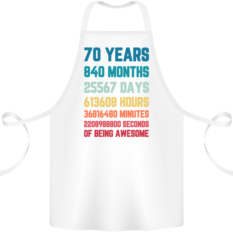 70th Birthday 70 Year Old Cotton Apron 100% Organic White