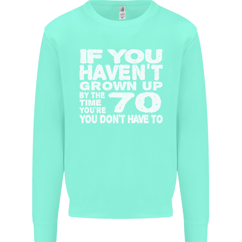 70th Birthday 70 Year Old Don't Grow Up Funny Mens Sweatshirt Jumper Peppermint