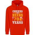 70th Birthday 70 Year Old Funny Alcohol Mens 80% Cotton Hoodie Bright Red