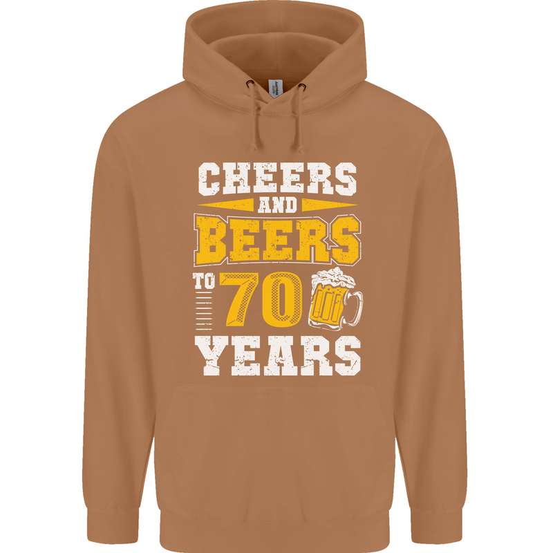 70th Birthday 70 Year Old Funny Alcohol Mens 80% Cotton Hoodie Caramel Latte